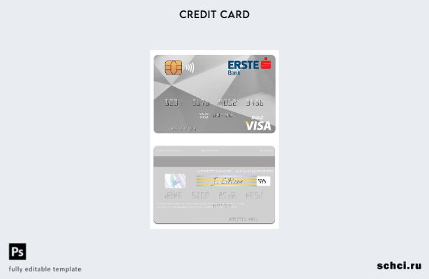цифровая загрузка шаблона дебетовой карты Visa Erste Bank в Венгрии
